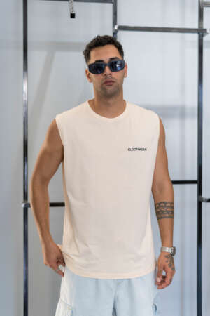 Sleeveless Tee | Normal Fit | Beige