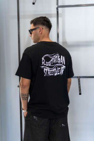 Oversized Tee | Wavy Paint | Black