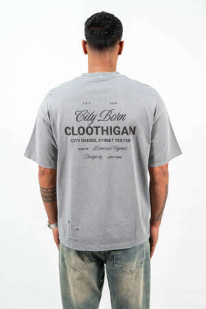Oversized Tee | City Born | Washed Grey