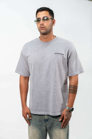 Oversized Tee | Ripped | Washed Grey