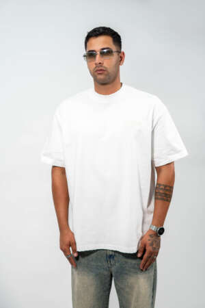 Oversized Tee | High Collar | Off White