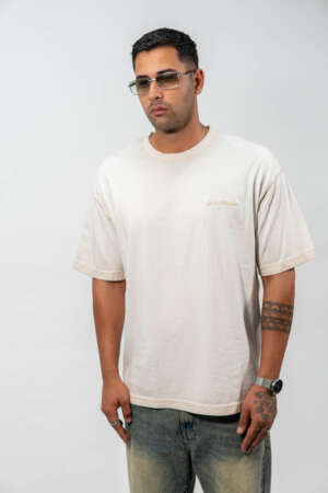 Oversized Tee | Reverse Stich | Beige