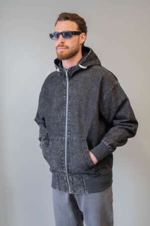 Jean Jacket Zip | Oversized Fit Washed Black