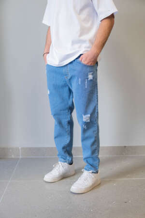 Jean – Destroyed Elastic Waist |  Light Blue