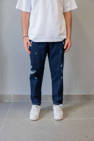 Jean – Destroyed Elastic Waist | Dark Blue