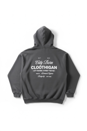 Hoodie - City Born - Washed Dark Grey
