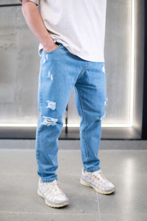 Jean – Ripped Elastic Waist | Washed Blue