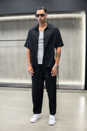 Linen Shirt & Linen Pant Set Black
