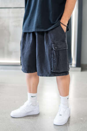 Cargo Short – Acid Wash | Black