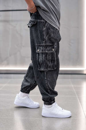 Cargo Jean | Oversized Fit - Washed Grey